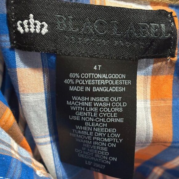 Blac Label Boys Blue Orange White Tan Button Down Long Sleeve Shirt 4T - Picture 3 of 3